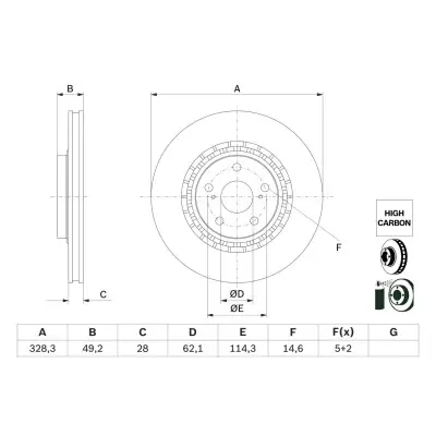 Juego de disco de freno BOSCH 0 986 479 G63 Marca Reconocida